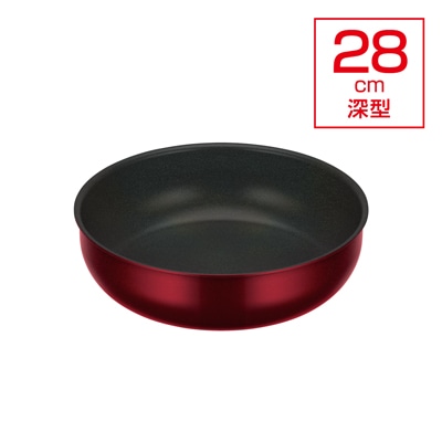 デュラブルシリーズ取っ手のとれる炒め鍋 28cm深型 KVD-028D ディープレッド(DR)