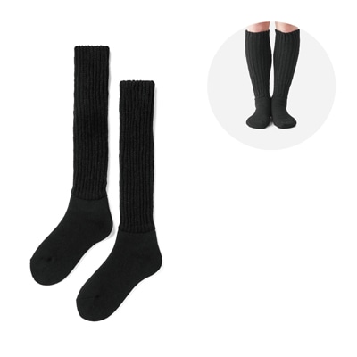 起毛であったかルームソックス ロング丈 22-25cm ブラック