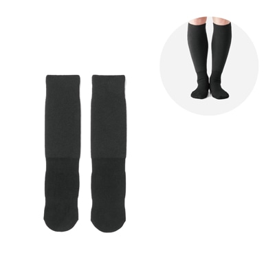 もちはだ起毛のあったかソックス ロング丈  22-25cm ブラック