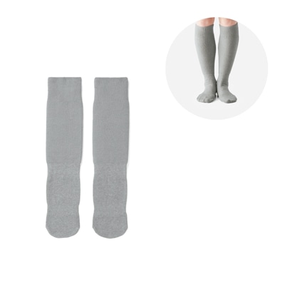 もちはだ起毛のあったかソックス ロング丈 22-25cm グレー