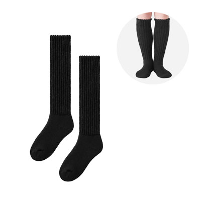 極起毛ルームソックス ロング丈 22-25cm ブラック
