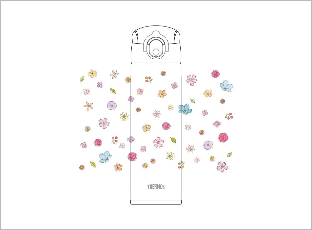 散りばめられた色とりどりのお花が印象的な「ピンク」。