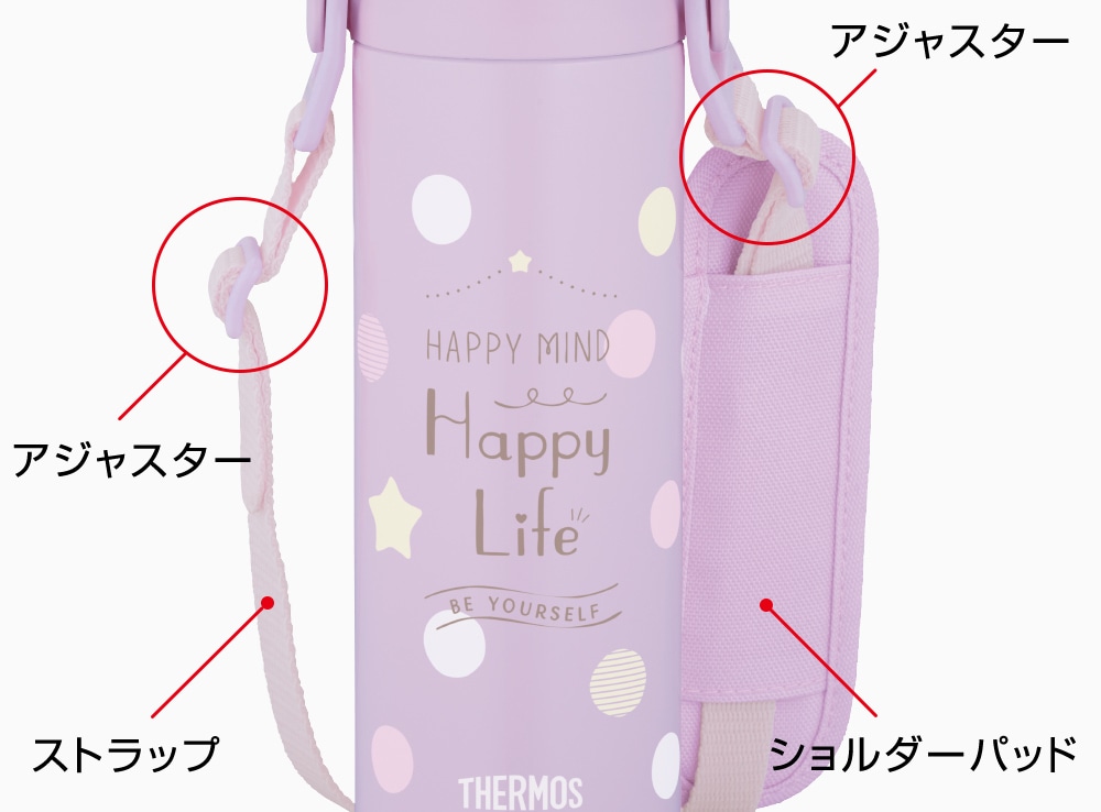 取りはずしできるストラップ付き！(紐の長さを調整するアジャスター2個付き)