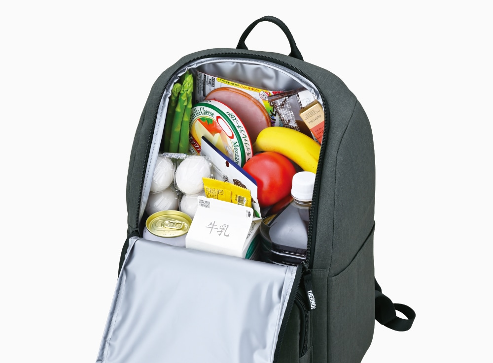 ダブルファスナーで大きく開く