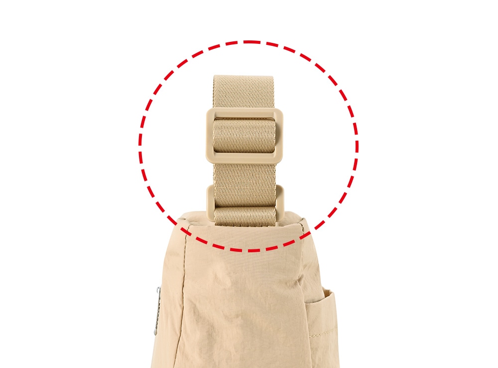 ショルダーの長さを変えられるアジャスター付き